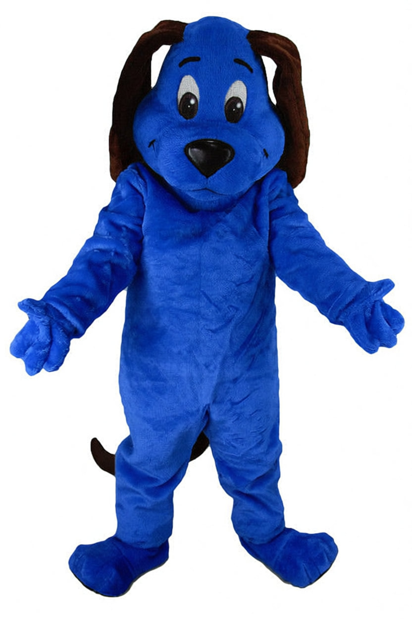 Tan Dog Mascot - Short fur / Royal blue mascot costume