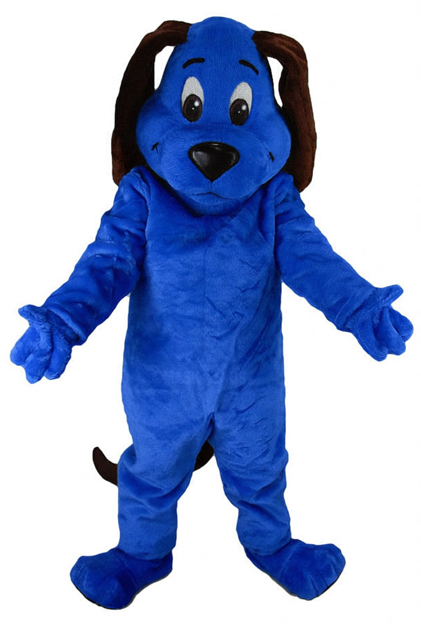 Tan Dog Mascot - Short fur / Royal blue mascot costume