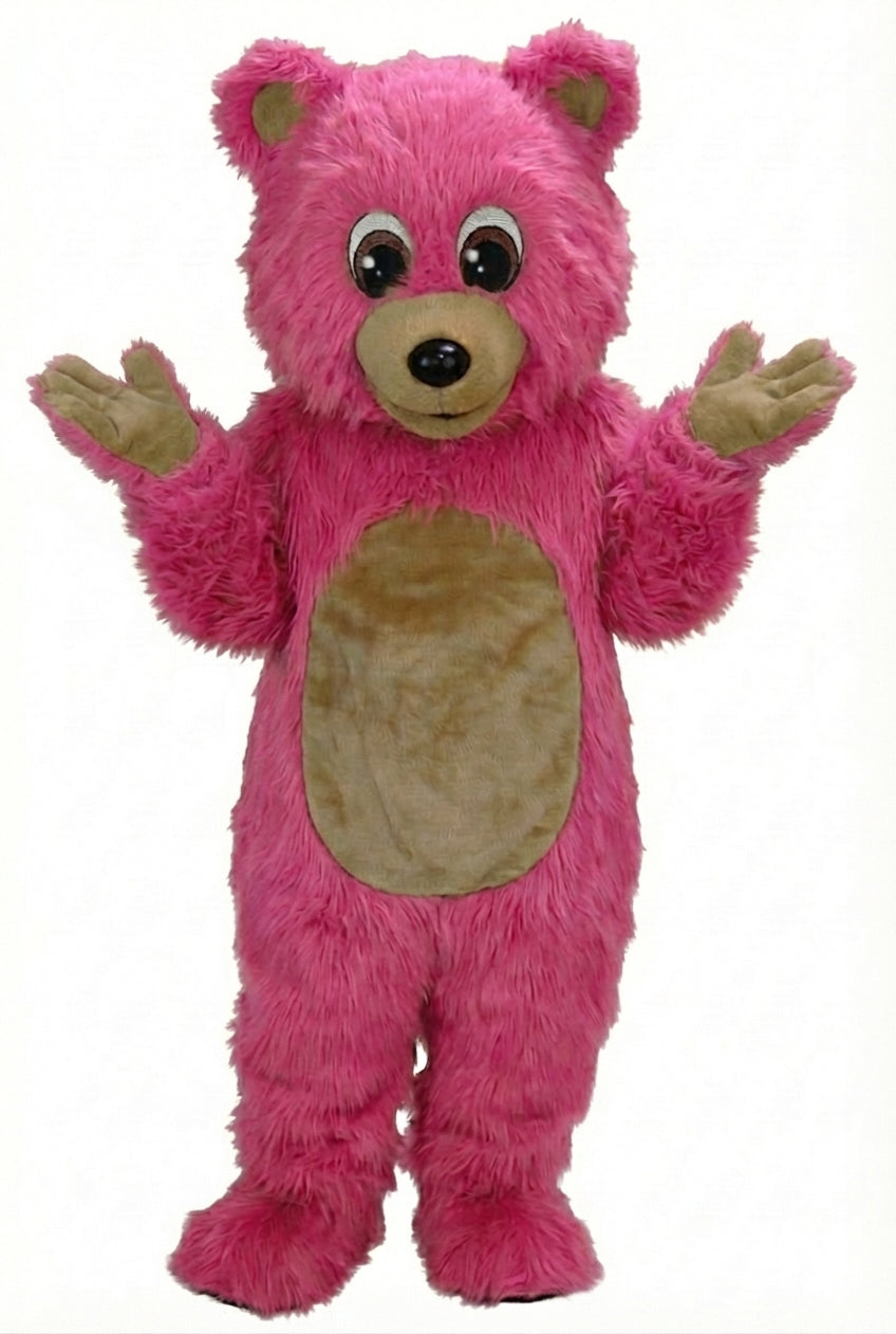 Teddy Bear Mascot - Long fur / Bright Pink mascot costume