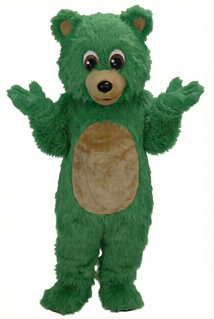 Teddy Bear Mascot - Long fur / Green mascot costume