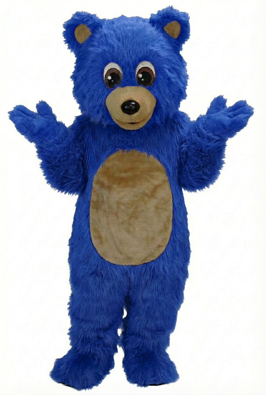 Teddy Bear Mascot - Long fur / Royal Blue mascot costume