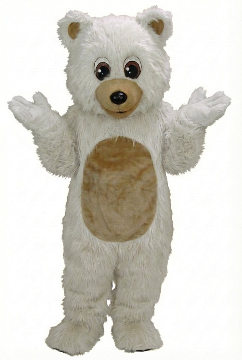 Teddy Bear Mascot - Long fur / White mascot costume