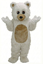Teddy Bear Mascot - Long fur / White mascot costume