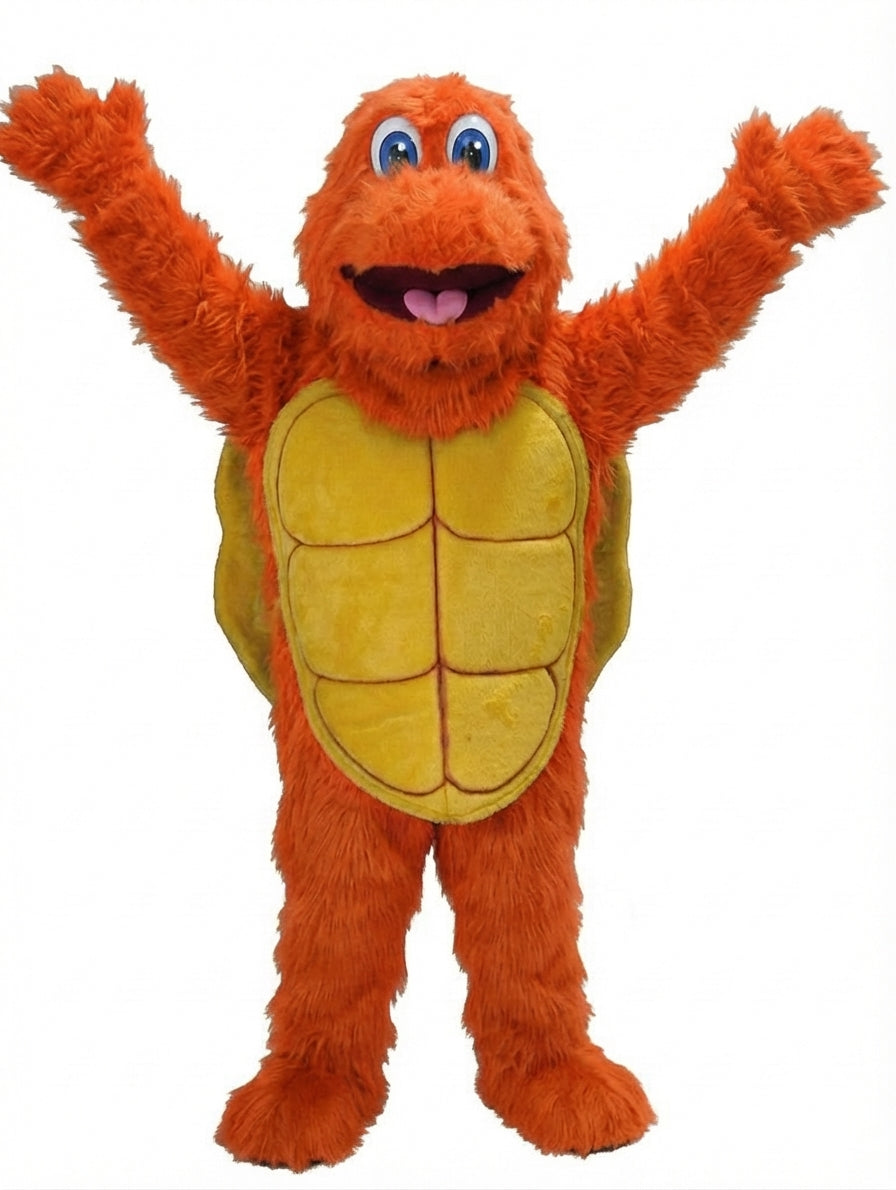 Turtle Mascot - Long fur / Bright Orange mascot costume