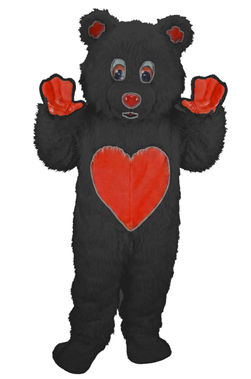 Valentine Bear Mascot - Long fur / Black mascot costume