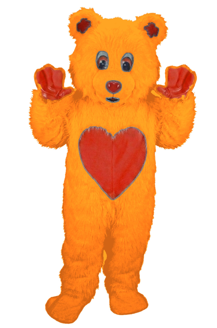 Valentine Bear Mascot - Long fur / Bright Orange mascot costume