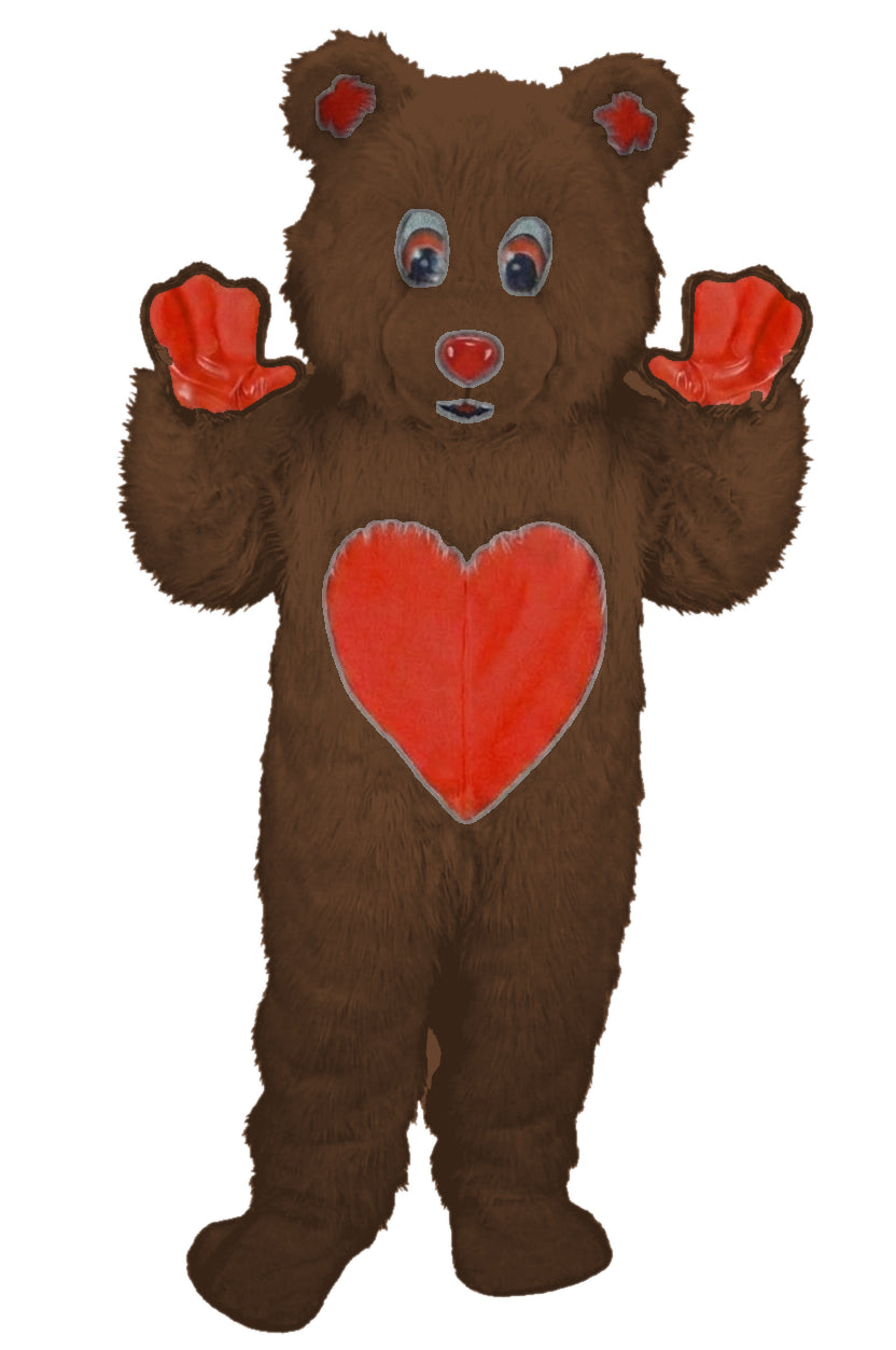 Valentine Bear Mascot - Long fur / Dark Brown mascot costume