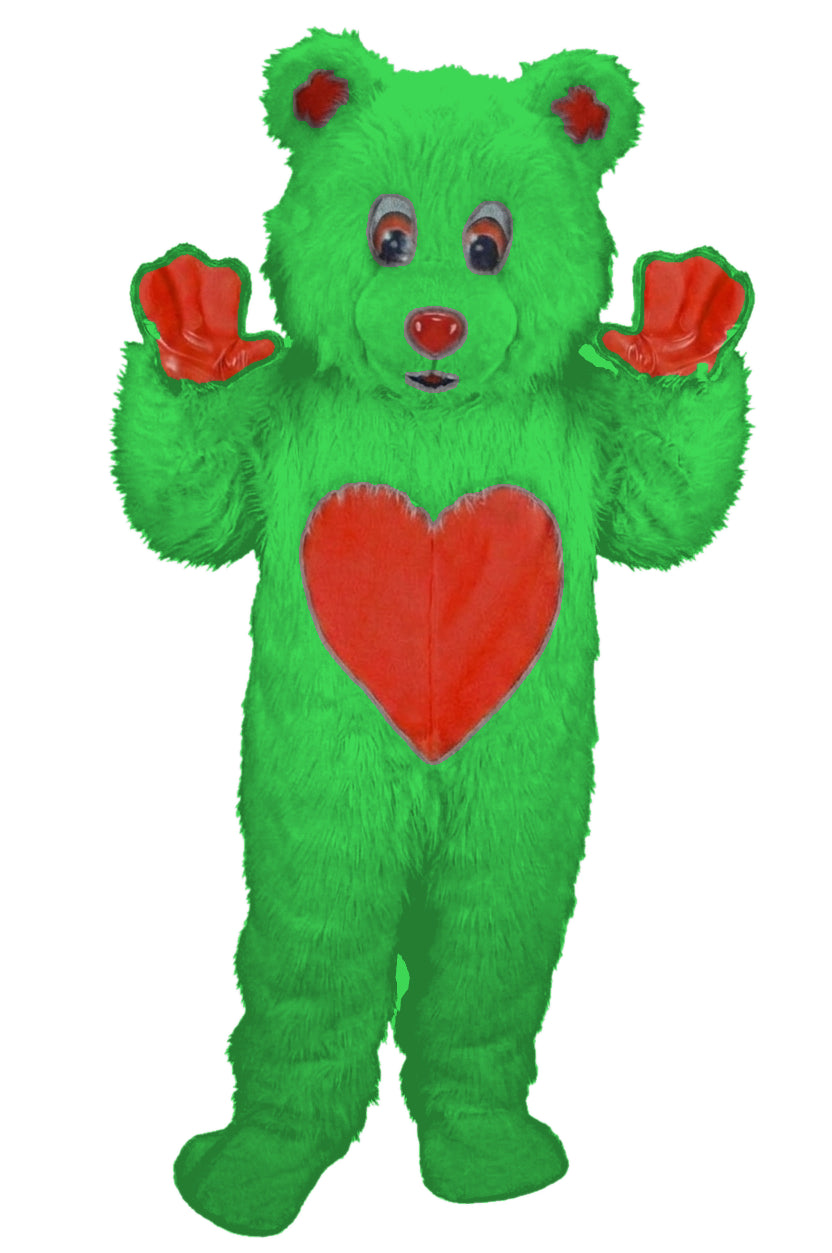 Valentine Bear Mascot - Long fur / Green mascot costume