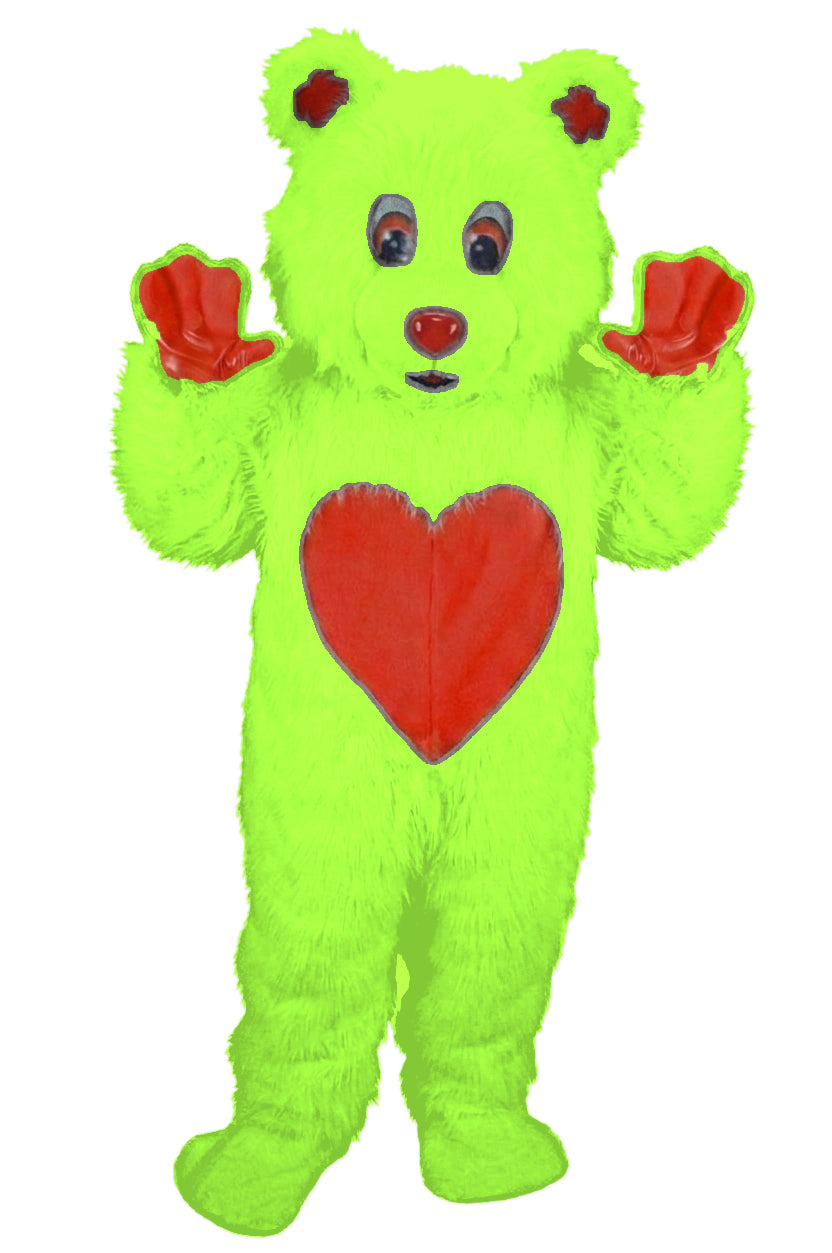 Valentine Bear Mascot - Long fur / Lime mascot costume