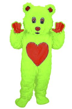 Valentine Bear Mascot - Long fur / Lime mascot costume