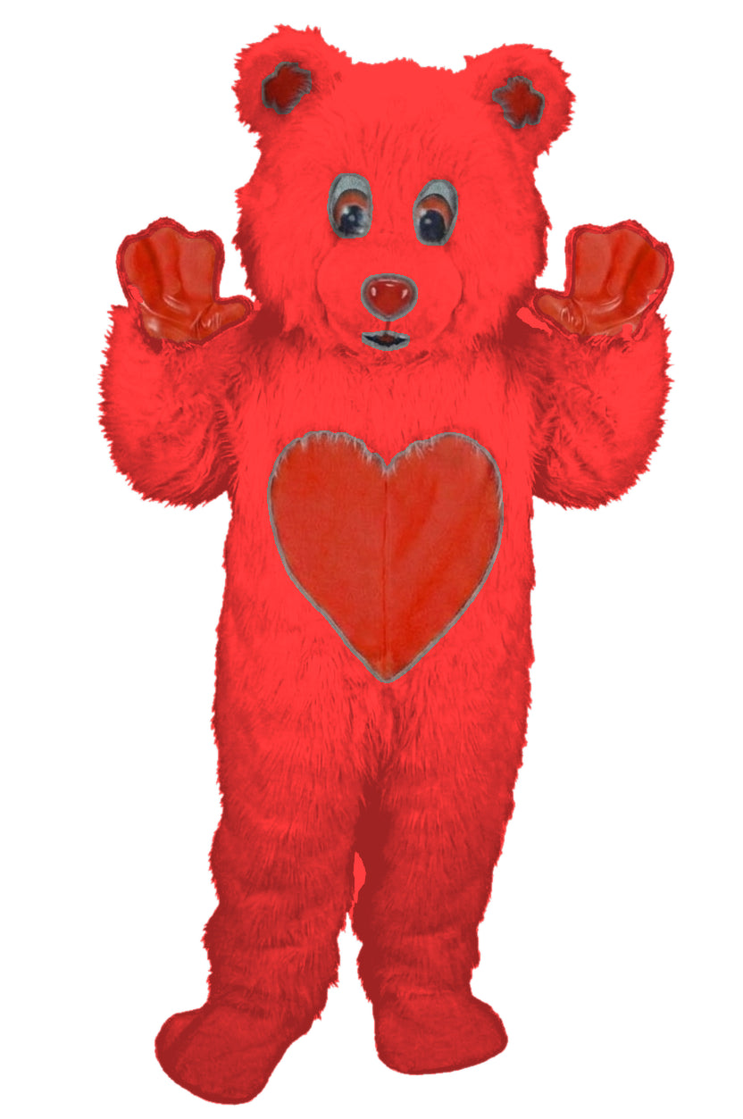 Valentine Bear Mascot - Long fur / Red mascot costume