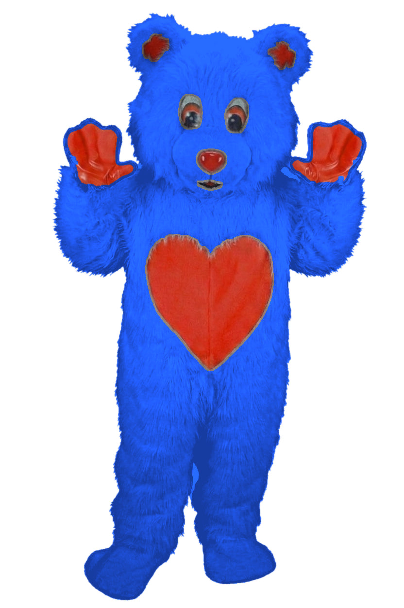 Valentine Bear Mascot - Long fur / Royal Blue mascot costume