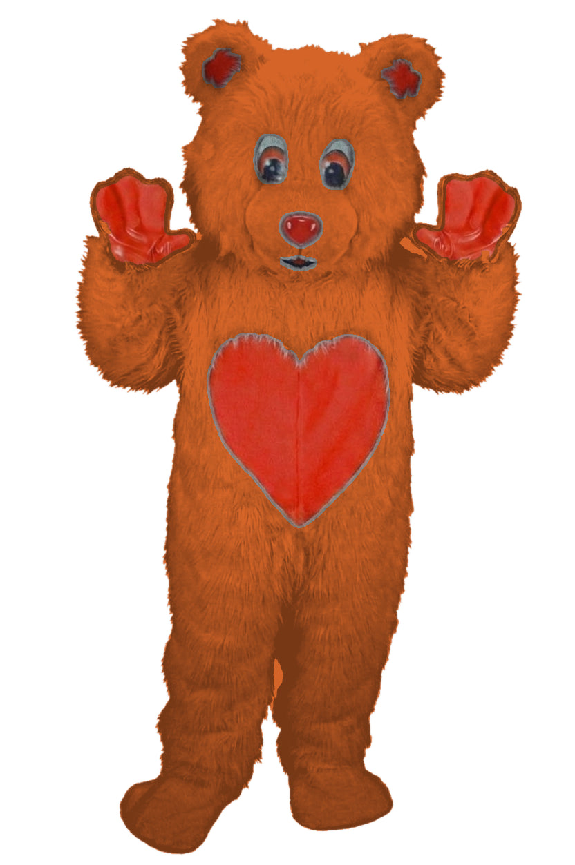 Valentine Bear Mascot - Long fur / Rust mascot costume