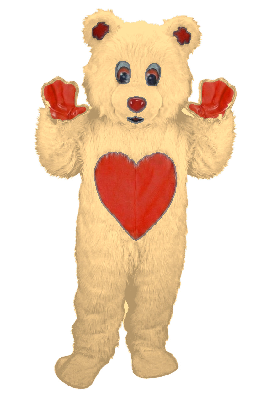 Valentine Bear Mascot - Long fur / Tan mascot costume
