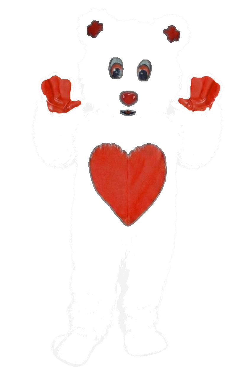 Valentine Bear Mascot - Long fur / White mascot costume