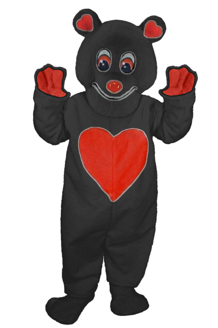 Valentine Bear Mascot - Short fur / Black mascot costume