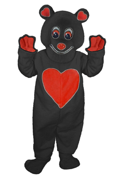 Valentine Bear Mascot - Short fur / Black mascot costume