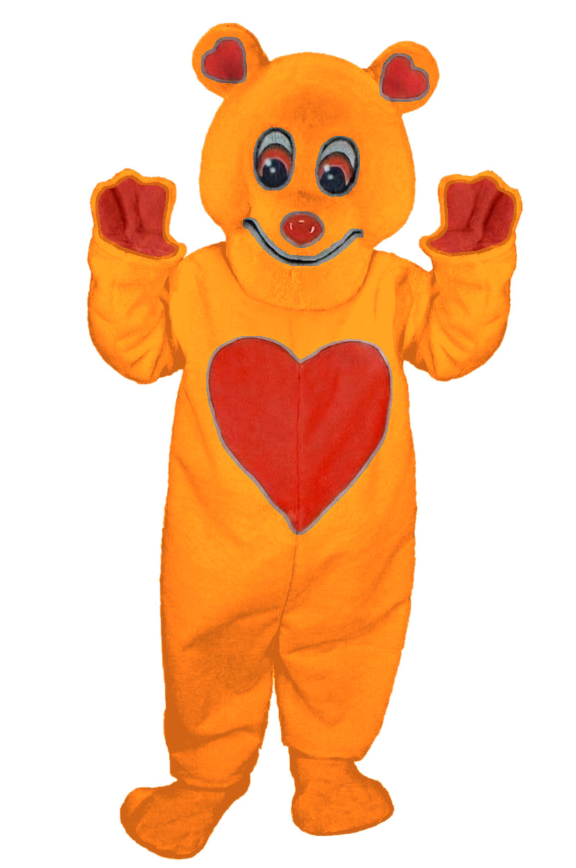 Valentine Bear Mascot - Short fur / Bright Orange mascot costume