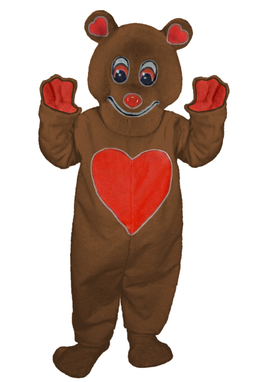 Valentine Bear Mascot - Short fur / Chocolate Brown mascot costume