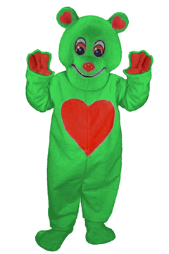 Valentine Bear Mascot - Short fur / Green mascot costume