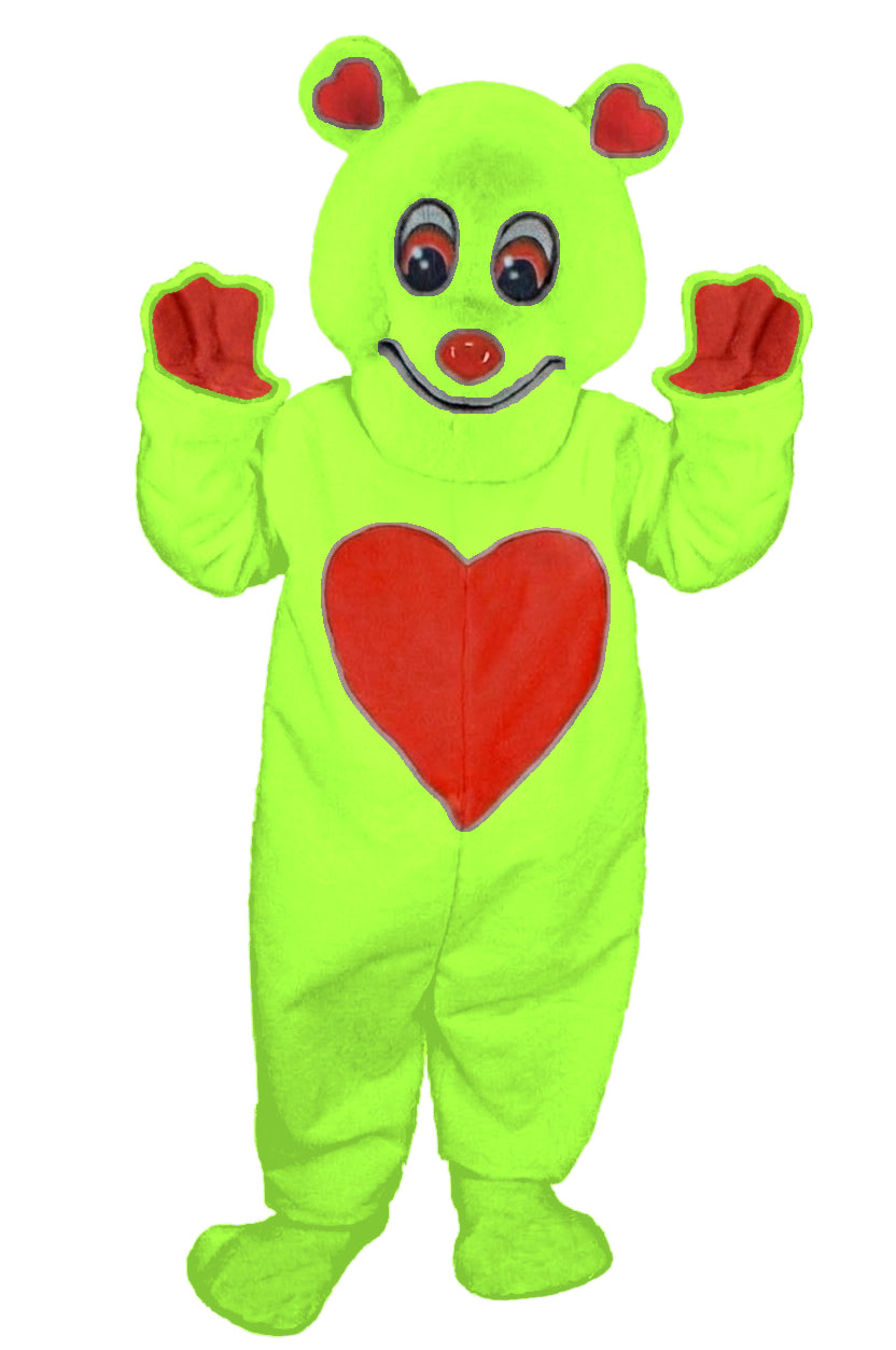 Valentine Bear Mascot - Short fur / Lime mascot costume