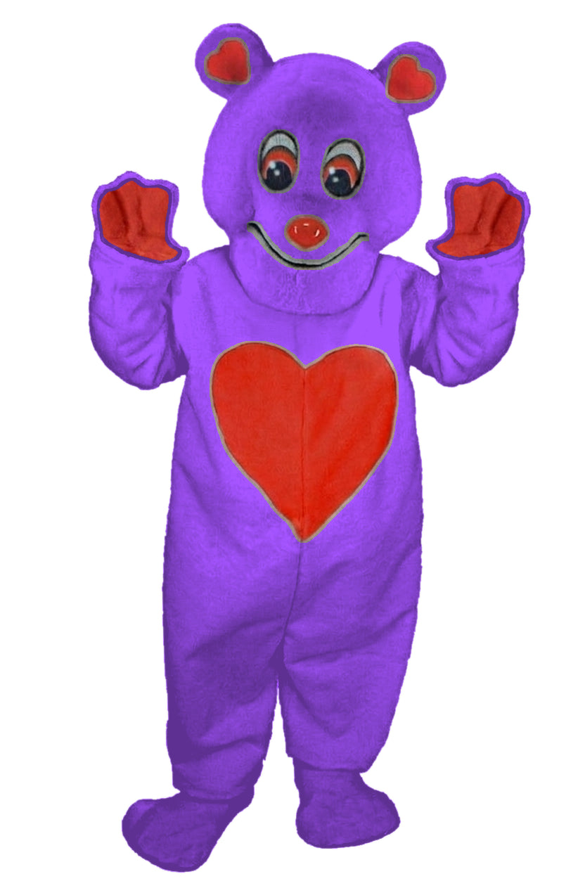 Valentine Bear Mascot - Short fur / Purple mascot costume