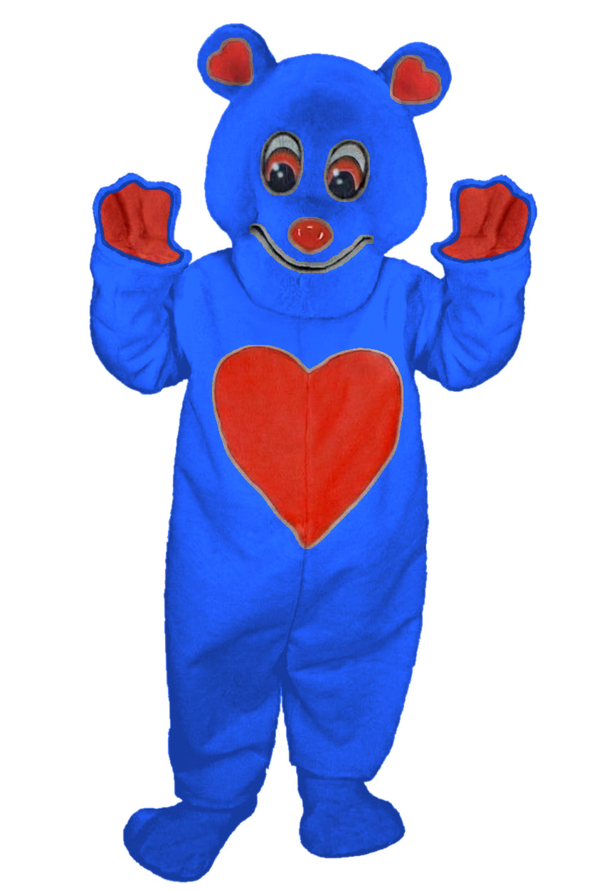 Valentine Bear Mascot - Short fur / Royal blue mascot costume