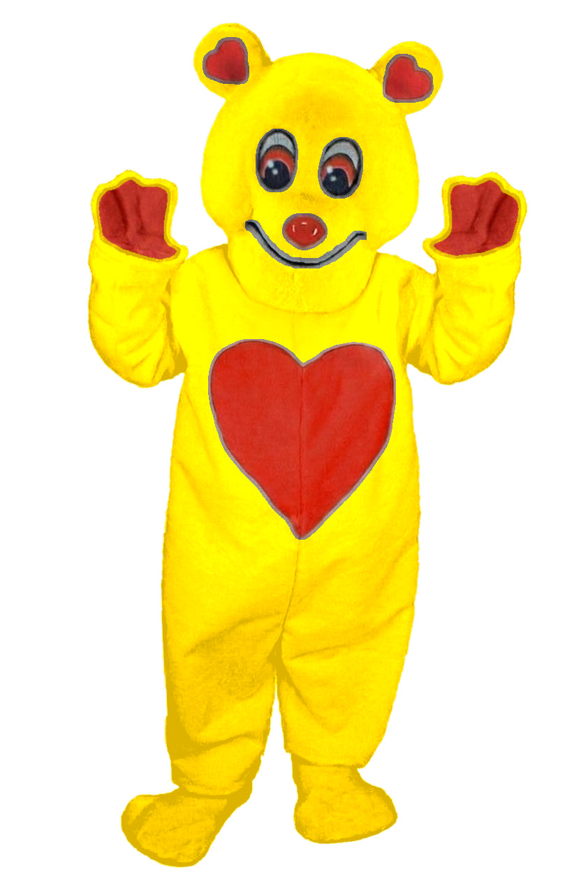 Valentine Bear Mascot - Short fur / Yellow mascot costume