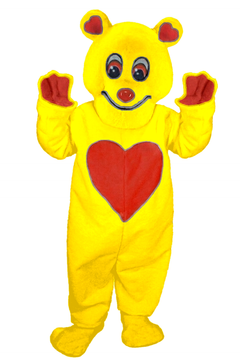 Valentine Bear Mascot - Short fur / Yellow mascot costume