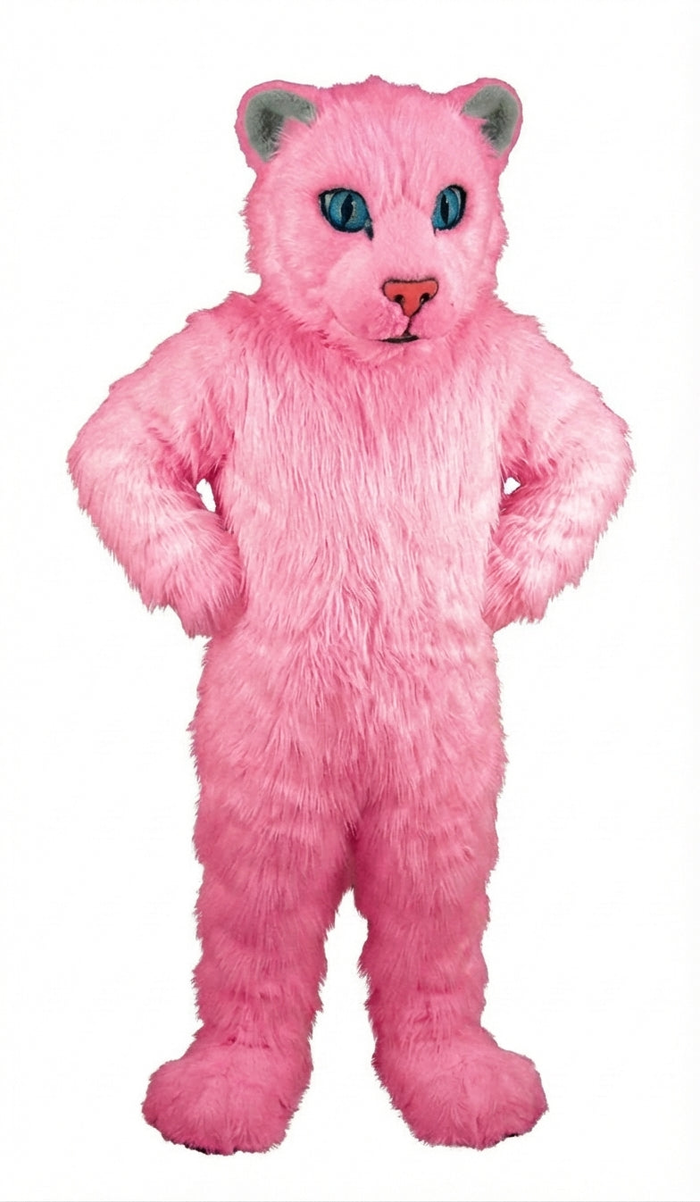 White Tiger Cub Mascot (Thermolite) - Long fur / Bright Pink mascot costume