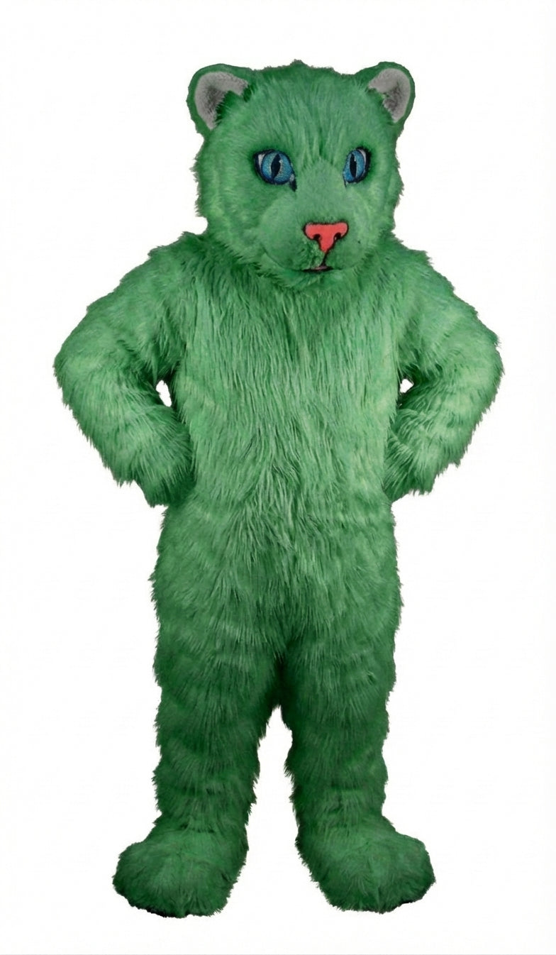 White Tiger Cub Mascot (Thermolite) - Long fur / Green mascot costume