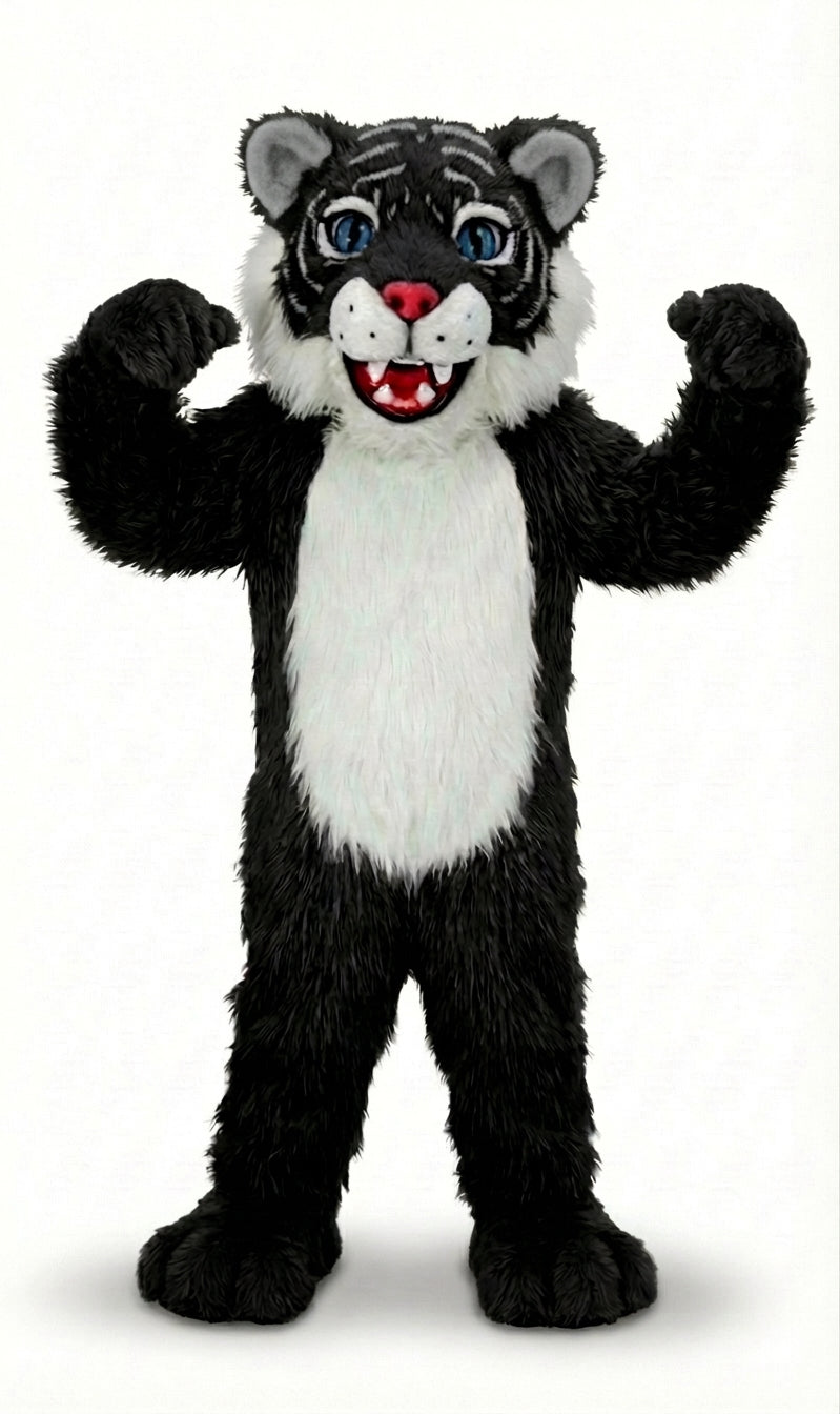 Wildcat Cub Mascot (Thermolite) - Long fur / Black mascot costume
