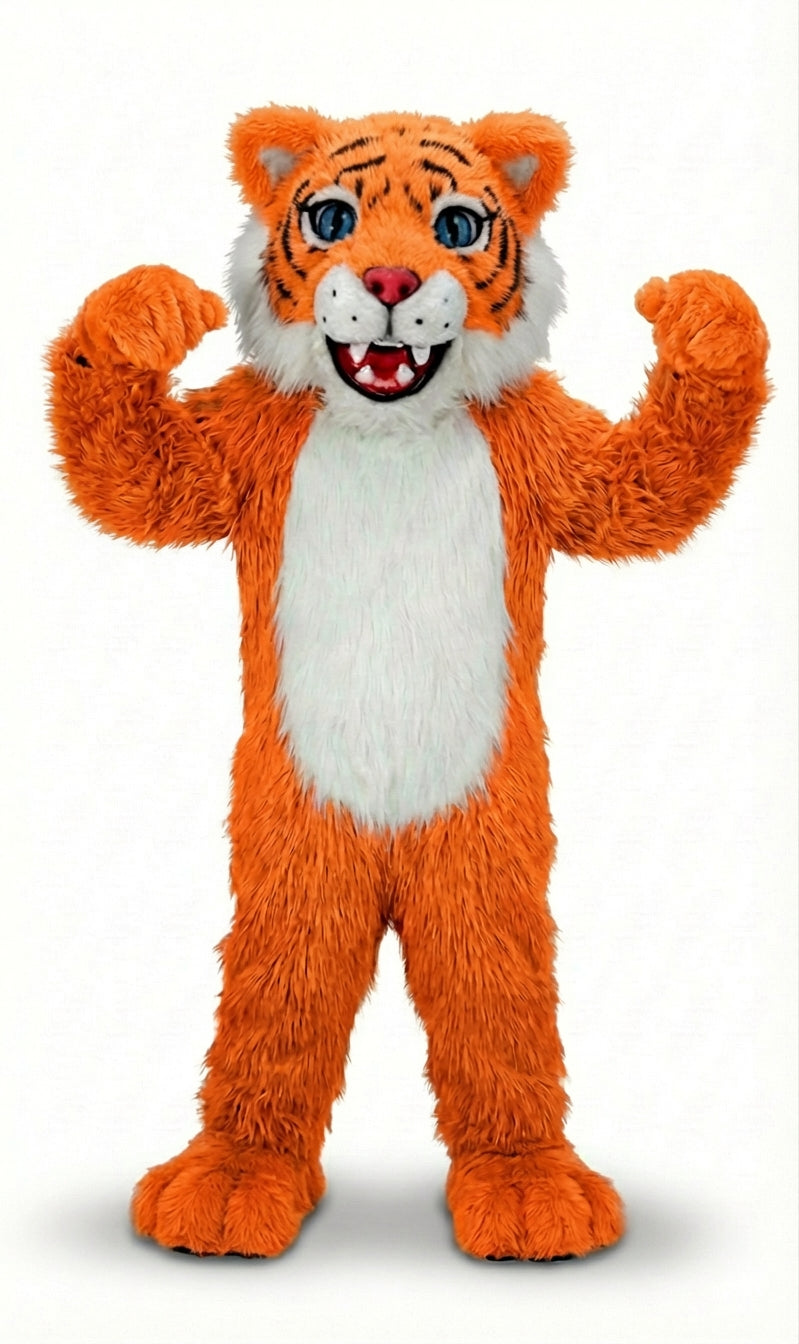 Wildcat Cub Mascot (Thermolite) - Long fur / Bright Orange mascot costume