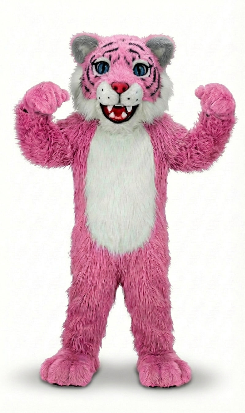 Wildcat Cub Mascot (Thermolite) - Long fur / Bright Pink mascot costume