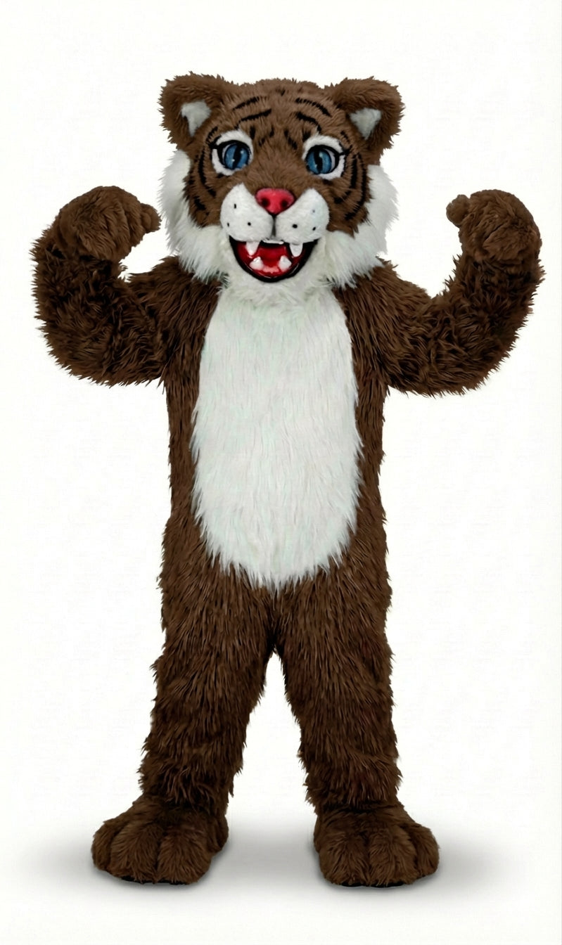 Wildcat Cub Mascot (Thermolite) - Long fur / Dark Brown mascot costume