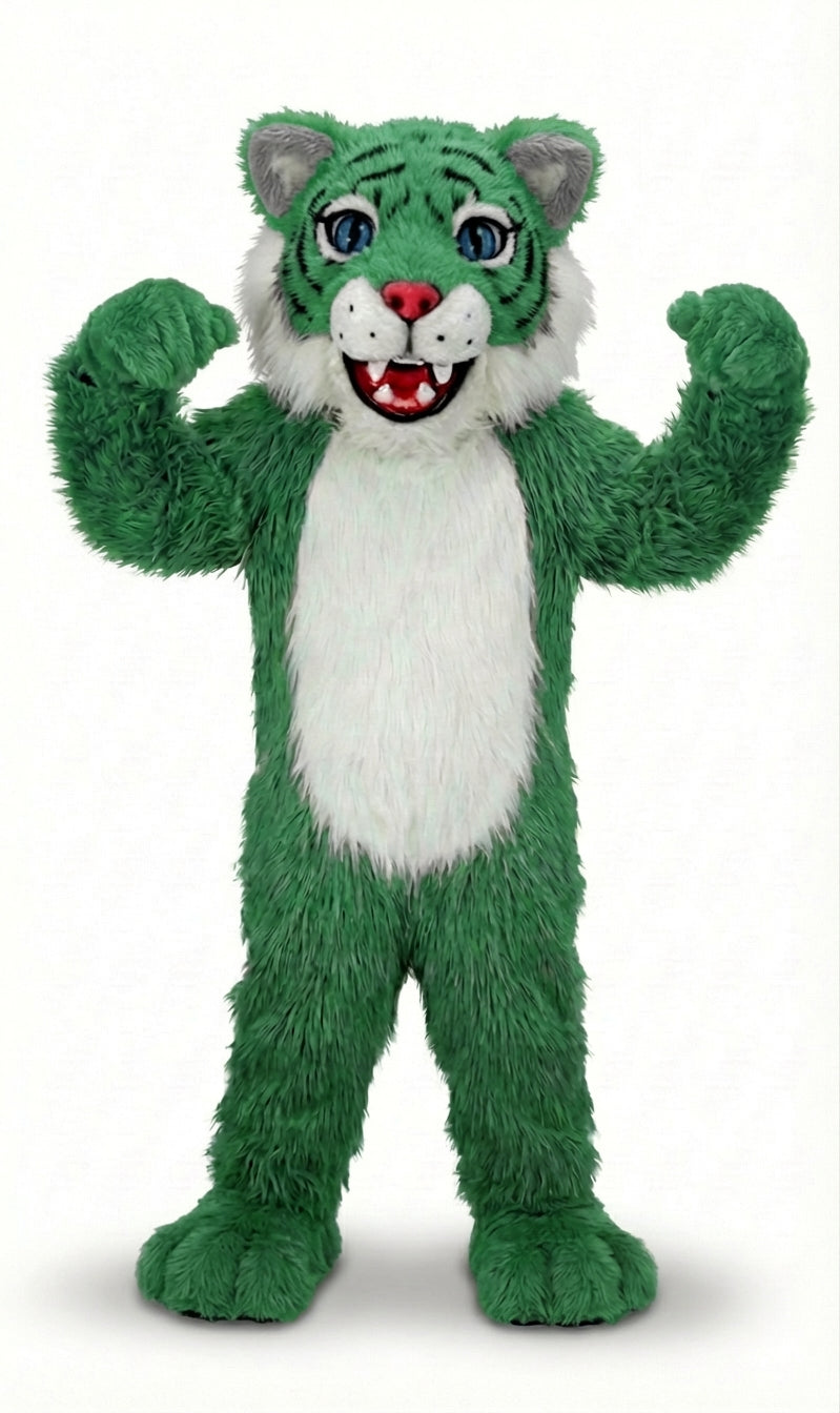 Wildcat Cub Mascot (Thermolite) - Long fur / Green mascot costume