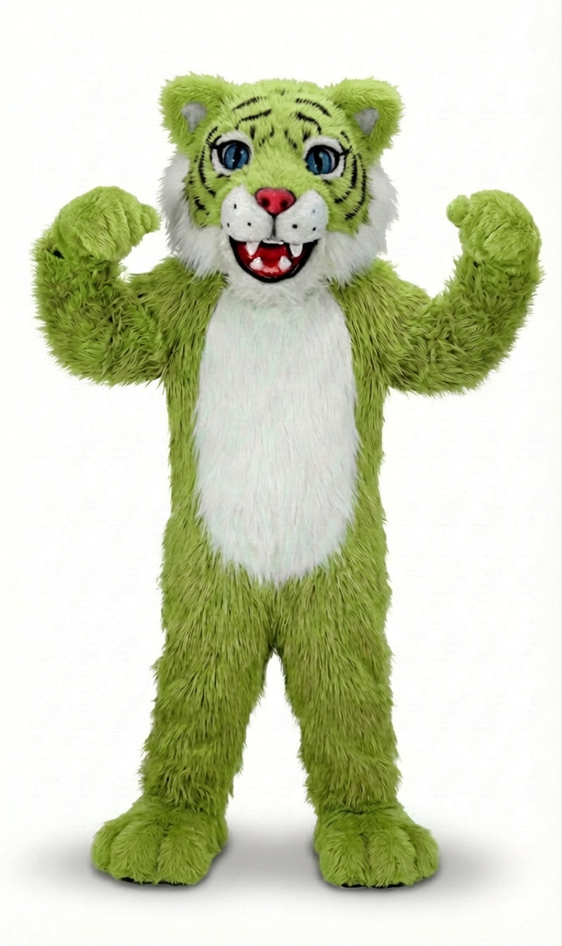 Wildcat Cub Mascot (Thermolite) - Long fur / Lime mascot costume