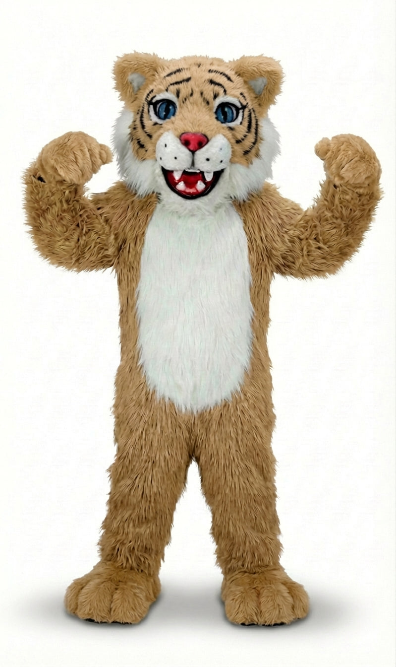 Wildcat Cub Mascot (Thermolite) - Long fur / Tan mascot costume