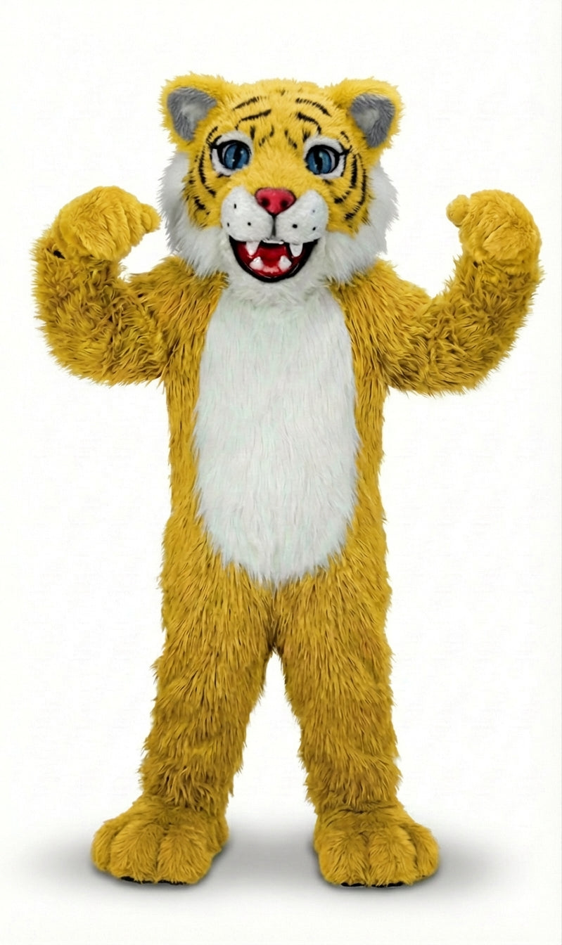 Wildcat Cub Mascot (Thermolite) - Long fur / Yellow mascot costume