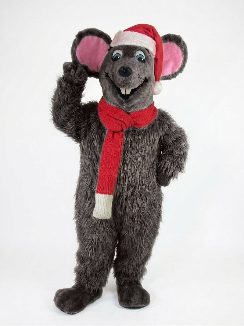 Xmas Mouse Mascot - long fur Dark Brown