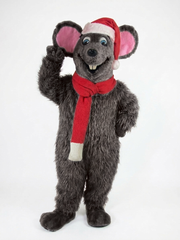 Xmas Mouse Mascot - long fur Dark Brown