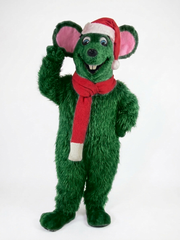 Xmas Mouse Mascot - long fur Green