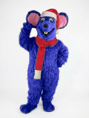 Xmas Mouse Mascot - long fur Royal Blue