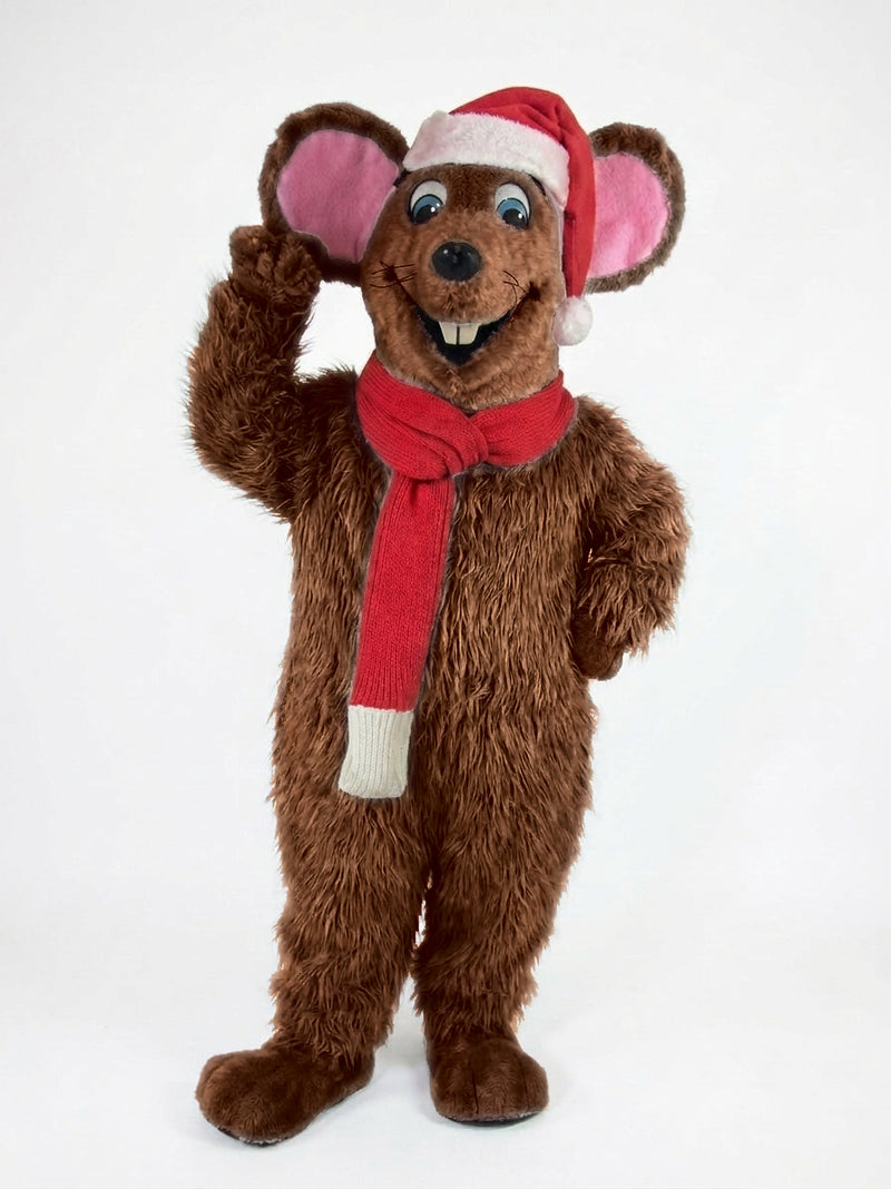 Xmas Mouse Mascot - long fur Rust
