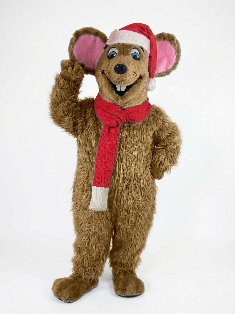 Xmas Mouse Mascot - long fur Tan