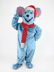 Xmas Mouse Mascot - short fur Light Blue