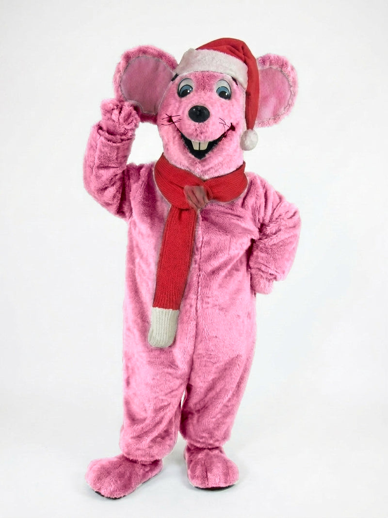 Xmas Mouse Mascot - short fur Pink