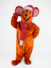Xmas Mouse Mascot - short fur Tiger Orange