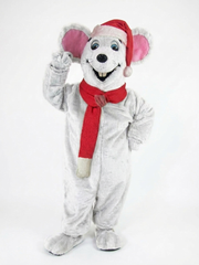 Xmas Mouse Mascot - short fur White