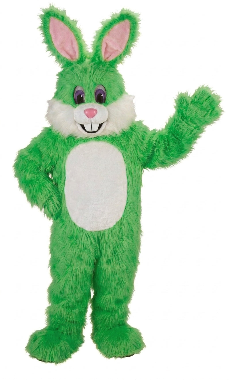 Yellow Toon Rabbit Mascot (Thermolite) - Long fur / Green mascot costume